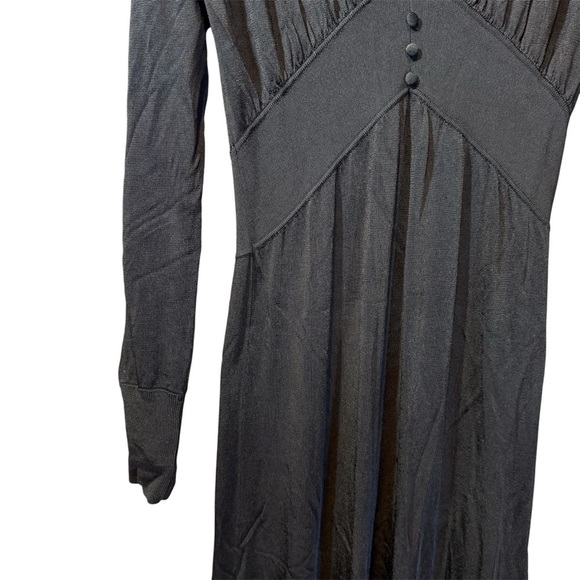 Zara Knit Longsleeve black Maxi dress with vneck and buttons - Picture 4 of 9